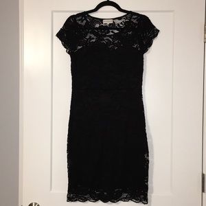 Slim fitting black lace dress